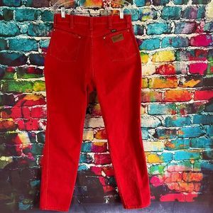 Vintage 90s Wrangler red high rise wedgie fit cowgirl western jeans 13/14 x 34
